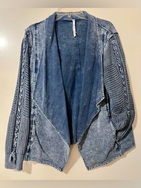 NEW Leo & Nicole Indigo Blue Women's Draped Front Jacket Cardigan